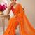 Orange bandhani printed saree with mirror work & cutwork border