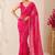 Pink bandhani printed saree with mirror work & cutwork border