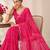 Pink bandhani printed saree with mirror work & cutwork border