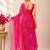 Pink bandhani printed saree with mirror work & cutwork border