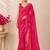 Pink bandhani printed saree with mirror work & cutwork border