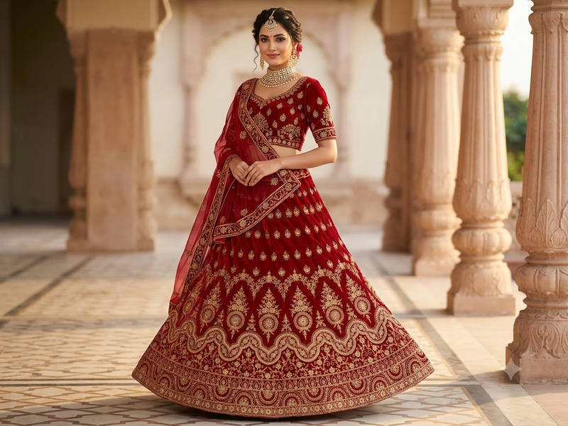 fancy red Lehenga choli