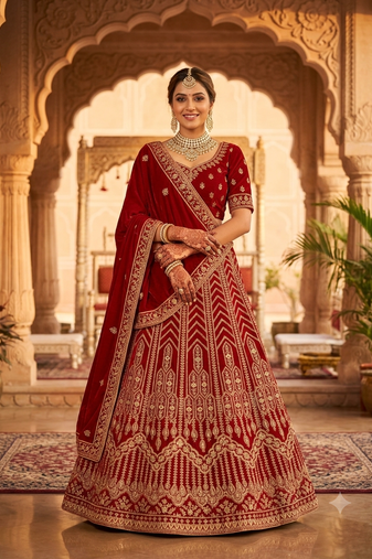 fancy maroon lehenga choli