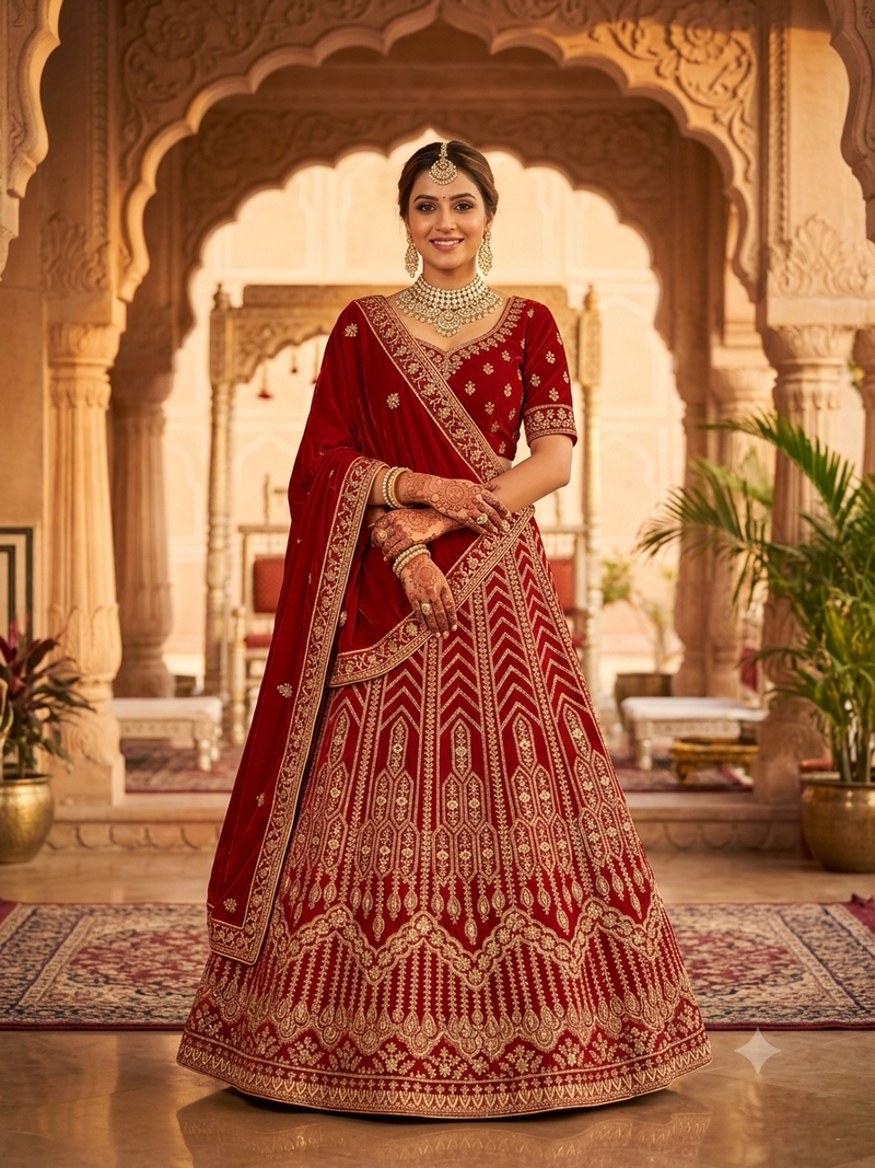 fancy maroon lehenga choli