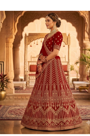 fancy maroon lehenga choli 2