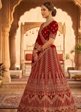 fancy maroon lehenga choli