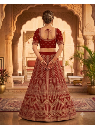 fancy maroon lehenga choli 3