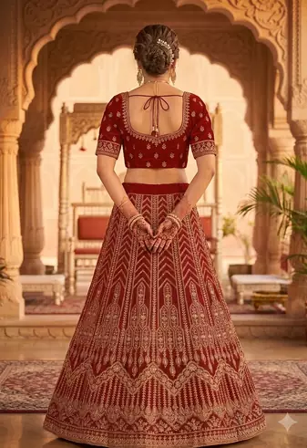 fancy maroon lehenga choli