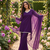 Women wine georgette bell sleeve kurta with flared sharara & dupatta set