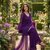 Women wine georgette bell sleeve kurta with flared sharara & dupatta set