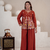 Women's rust floral embroidered short kurti with palazzo pants and dupatta set