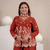 Women's rust floral embroidered short kurti with palazzo pants and dupatta set
