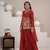 Women's rust floral embroidered short kurti with palazzo pants and dupatta set