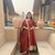 Women rust brown anarkali kurta pant set with dupatta