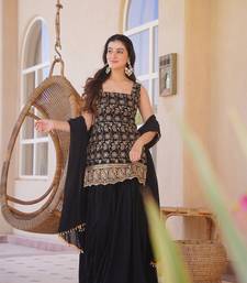 Black & Gold Embroidered Sharara Suit for Women | Premium Party & Festive Wear