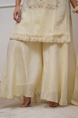  Cream Embroidered Sharara Suit with Dupatta 4