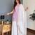Lavender Embroidered Palazzo Suit with White Dupatta