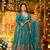 Teal Blue Floral Printed Anarkali Suit with Dupatta