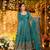 Teal Blue Floral Printed Anarkali Suit with Dupatta