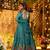 Teal Blue Floral Printed Anarkali Suit with Dupatta