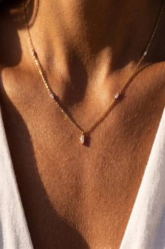 Elegant Sterling Silver Marquise Pendant Necklace