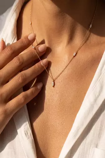 Elegant Sterling Silver Marquise Pendant Necklace