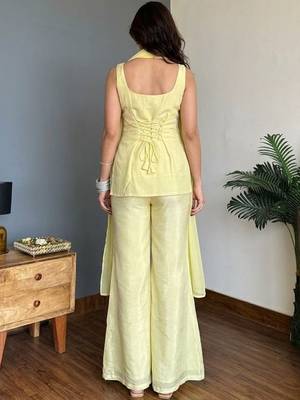 Lime Green Embroidered Palazzo Suit with Dupatta 5