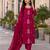 Wine Pink Embroidered Kurta Pant Set with Dupatta