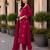 Wine Pink Embroidered Kurta Pant Set with Dupatta
