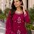 Wine Pink Embroidered Kurta Pant Set with Dupatta