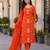 Bright Orange Embroidered Kurta Pant Set with Dupatta