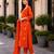 Bright Orange Embroidered Kurta Pant Set with Dupatta