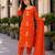 Bright Orange Embroidered Kurta Pant Set with Dupatta