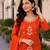 Bright Orange Embroidered Kurta Pant Set with Dupatta