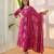 Womens Pink rayon straight kurta set hand embroidered festival wear