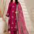 Magenta Embroidered Cotton Suit with Printed Dupatta