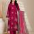 Magenta Embroidered Cotton Suit with Printed Dupatta