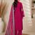 Magenta Embroidered Cotton Suit with Printed Dupatta