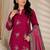 Magenta Embroidered Cotton Suit with Printed Dupatta