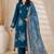 Teal Blue Embroidered Pakistani Suit with Printed Dupatta