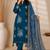 Teal Blue Embroidered Pakistani Suit with Printed Dupatta