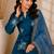 Teal Blue Embroidered Pakistani Suit with Printed Dupatta