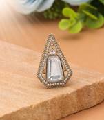 Traditional designer white color kundan ring for women