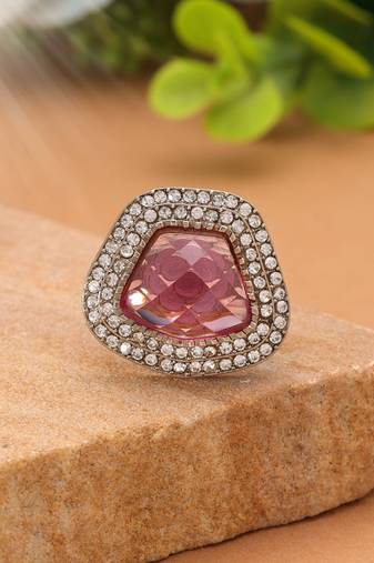 Traditional designer purple color kundan ring for women