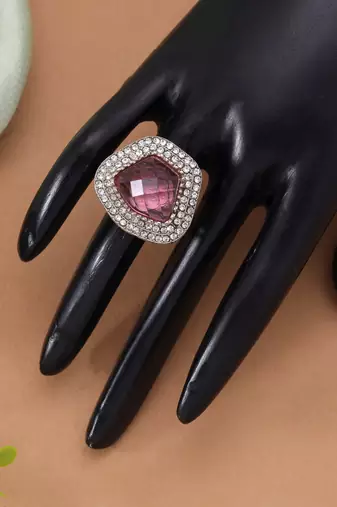 Traditional designer purple color kundan ring for women