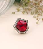 Elegant handmade red color crystal stone ring