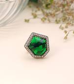 Green color designer elegant stone women's ring