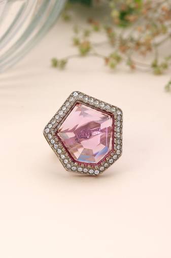 Purple color sparkling stone women's ring