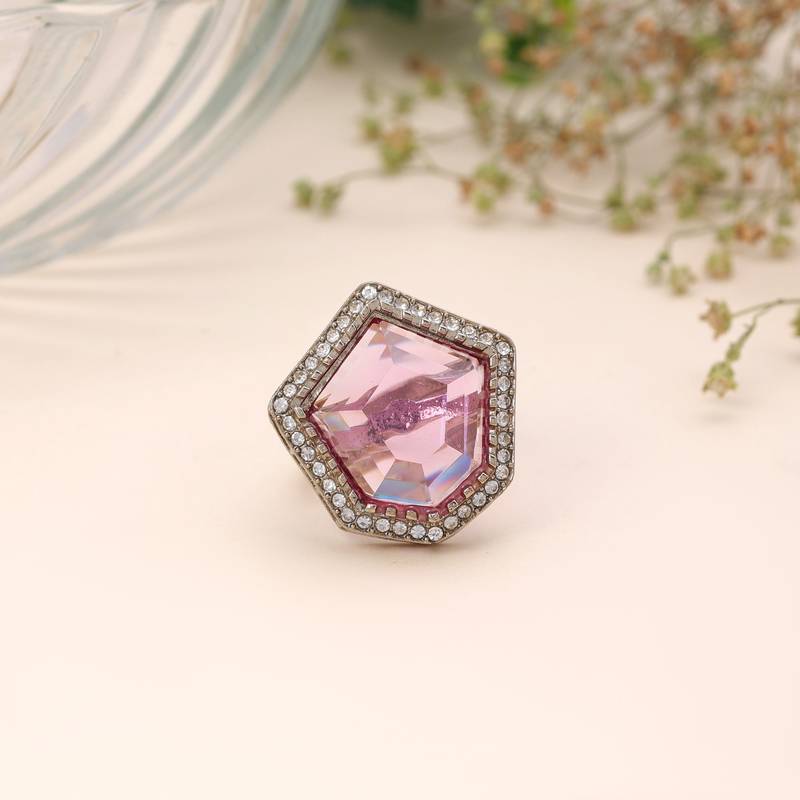 Purple color sparkling stone women's ring