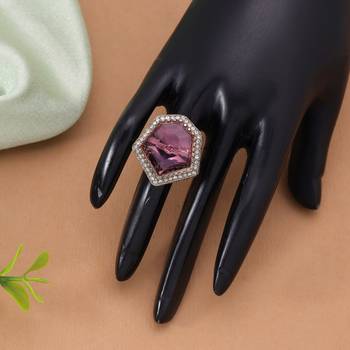 Purple color sparkling stone women's ring 2